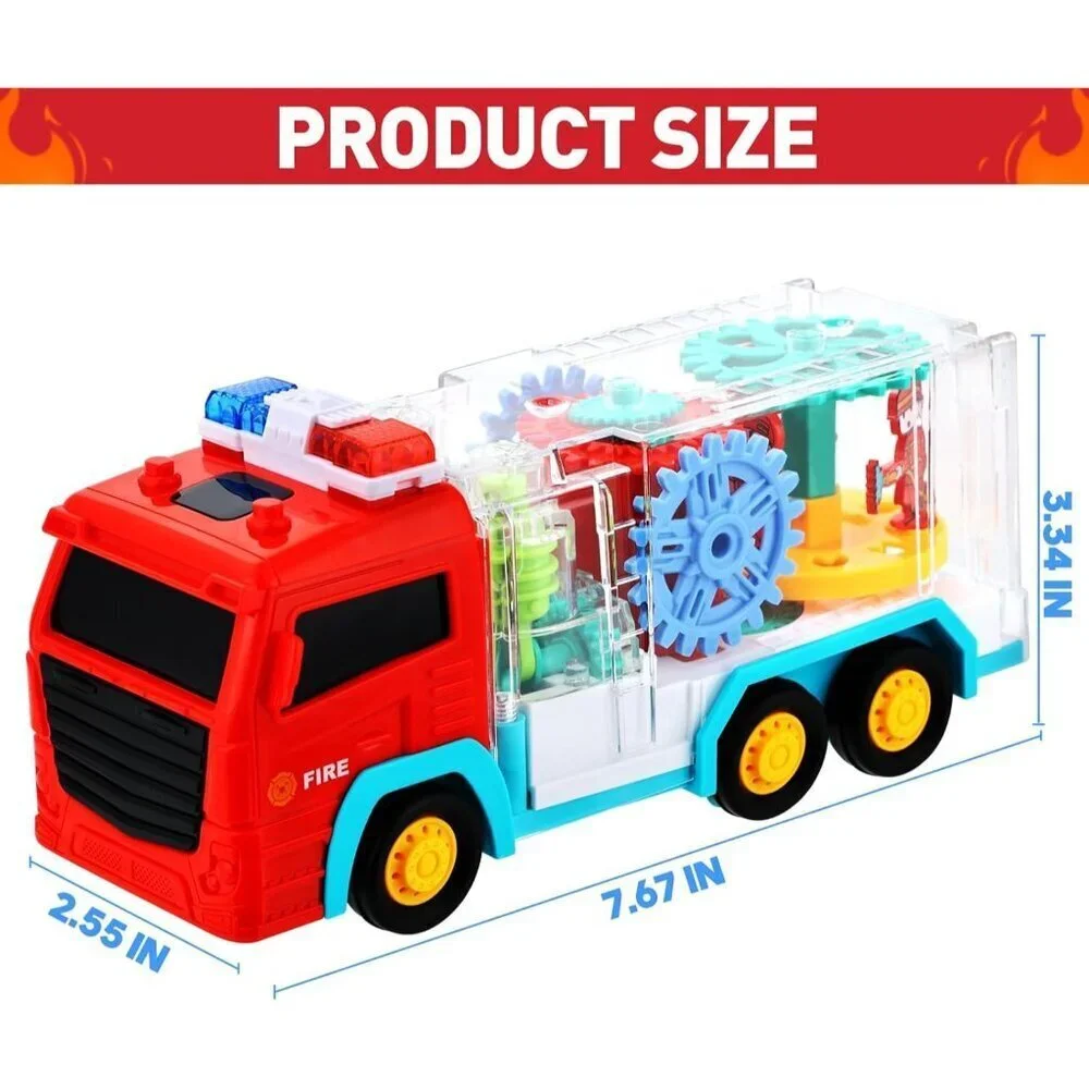 Kids Red LED Transparent Bump Car with Rotating Gear Cool Lights and Musical